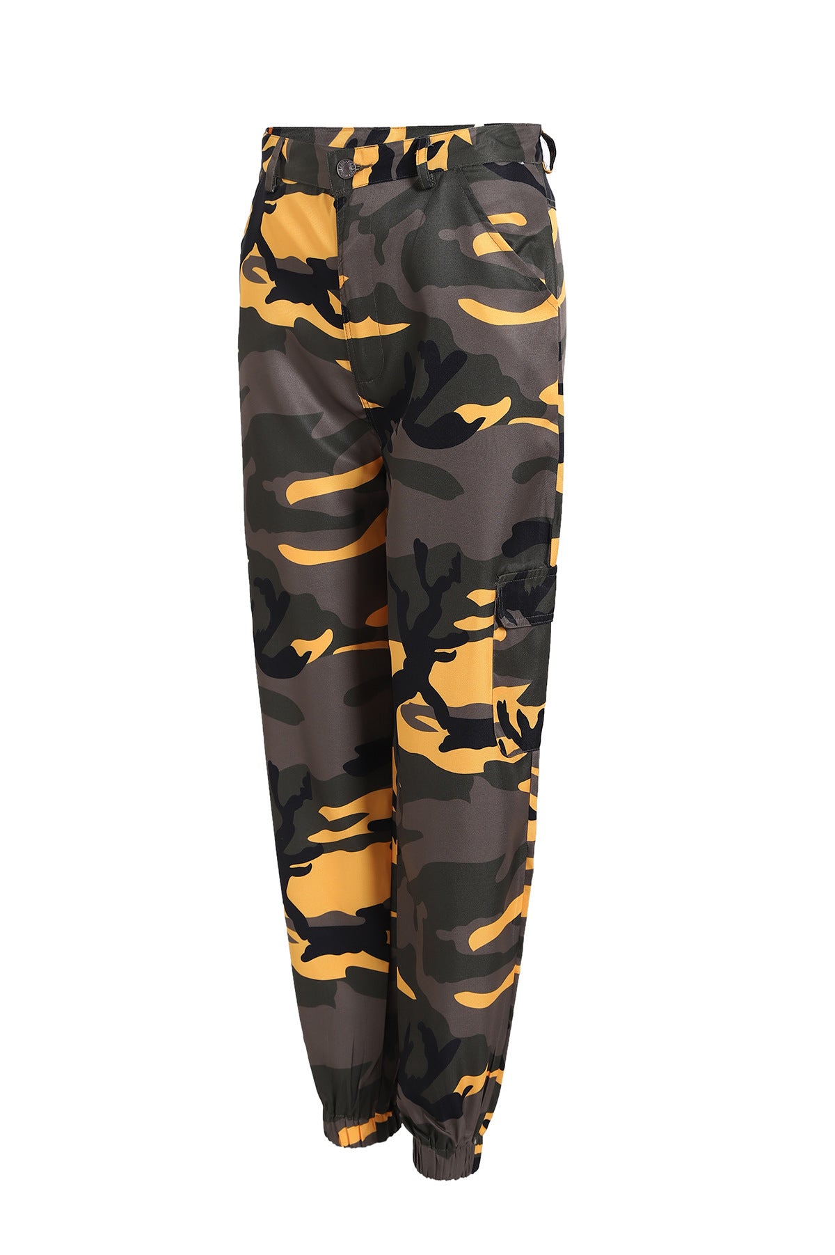 Women's cargo pants with elastic waistband and stylish camouflage design Chic und Stil