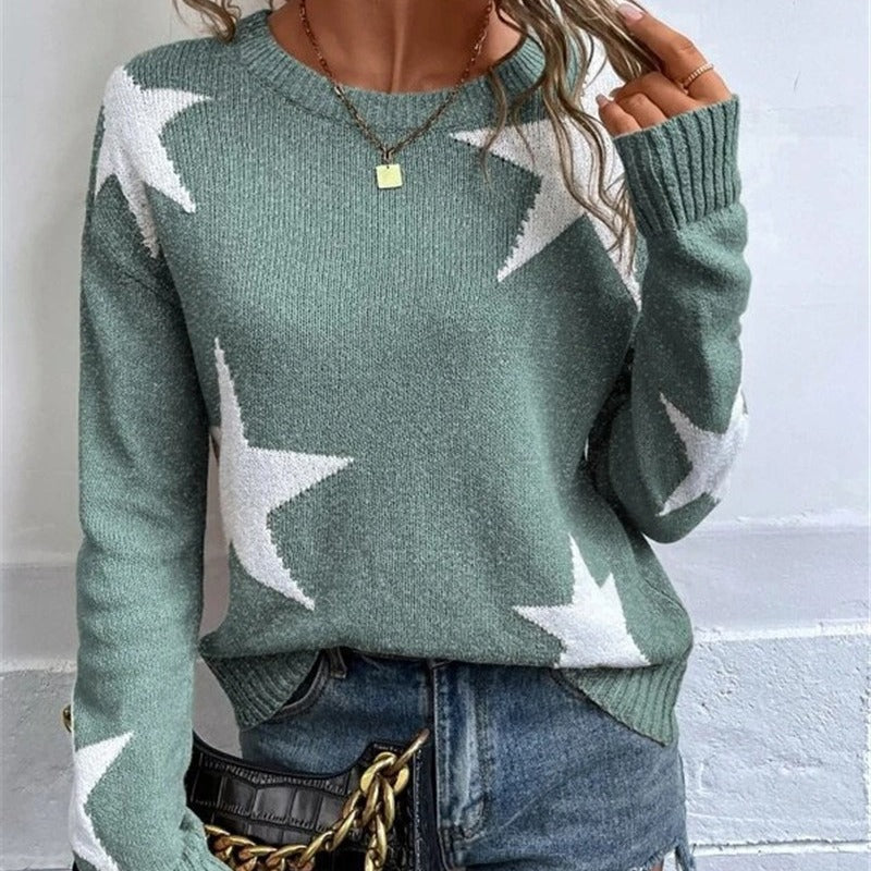 Pull en tricot pour femmes avec un motif étoile frappant et col rond Chic und Stil