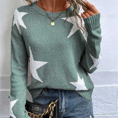 Pull en tricot pour femmes avec un motif étoile frappant et col rond Chic und Stil