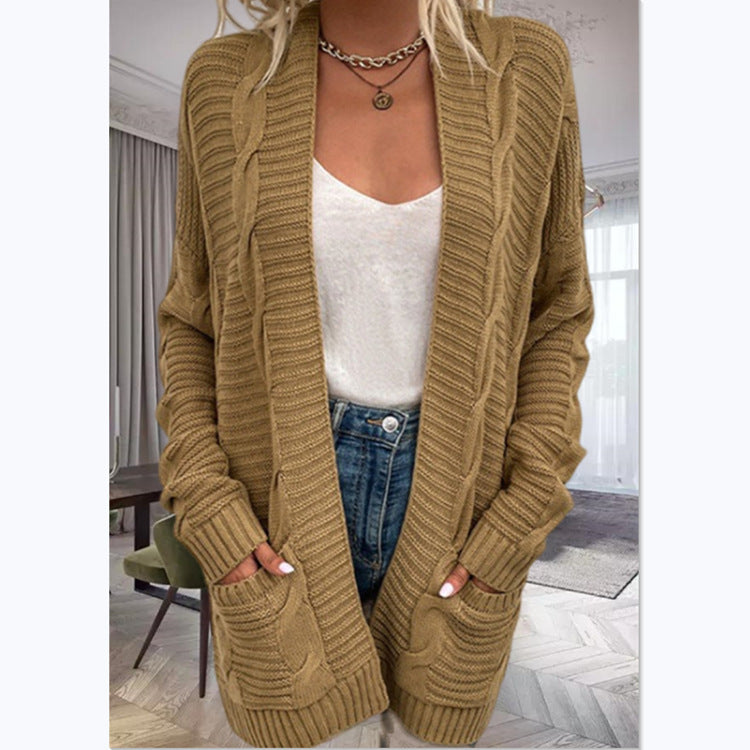 Cardigan en tricot pour femmes avec un design structuré et de grandes poches Chic und Stil