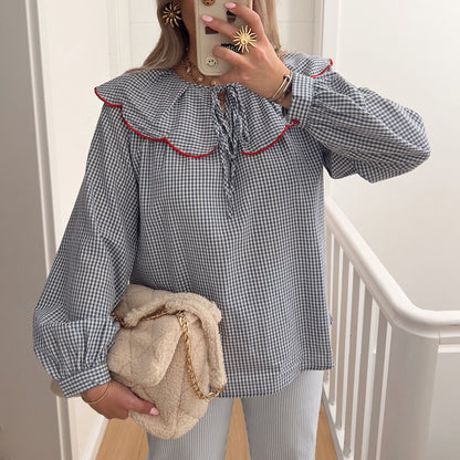 Blouse femme avec bas à volants et motif à carreaux Chic und Stil