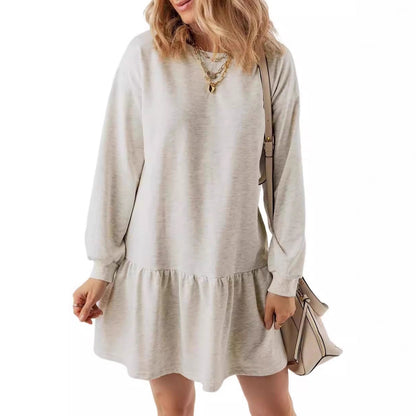 Robe de sweat décontractée pour femmes avec décolleté en V et ourlet à volants Chic und Stil
