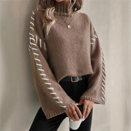 Pull en knit pour femmes avec des manches larges et un col montant Chic und Stil