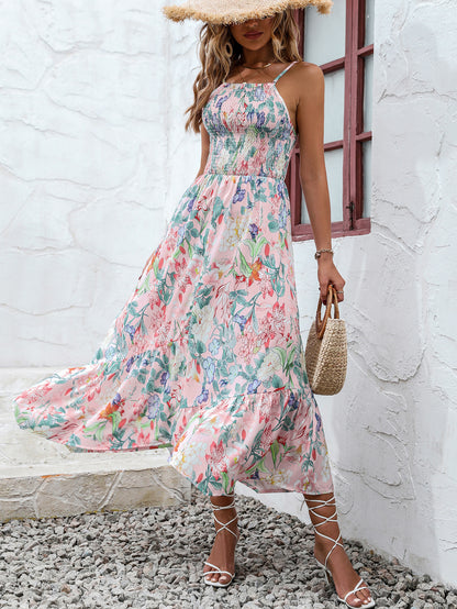 Robe maxi pour femmes avec design floral et bretelles spaghetti Chic und Stil