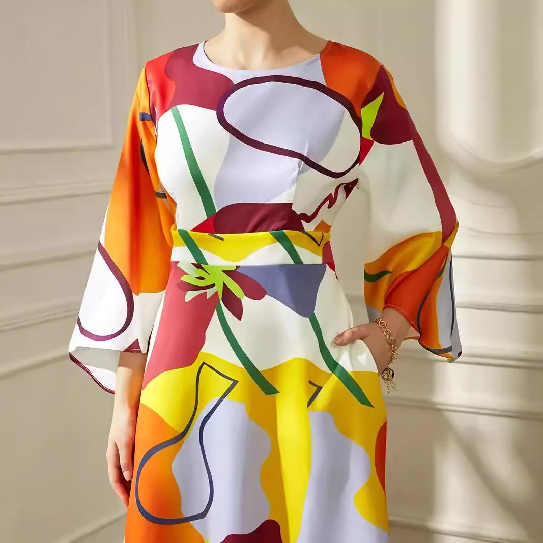 Dames magnifique robe maxi avec motifs abstraits modernes Chic und Stil