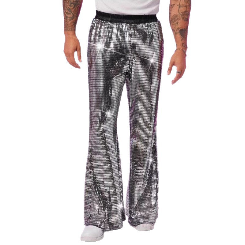 Men's glitter disco pants with wide leg and elastic waist Chic und Stil