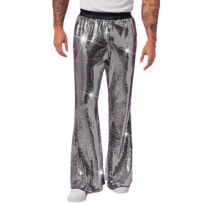 Men's glitter disco pants with wide leg and elastic waist Chic und Stil