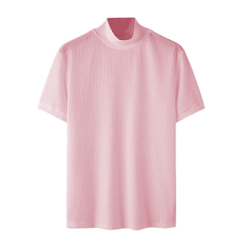 T-shirt pour hommes à manches courtes avec un design structuré moderne et col montant Chic und Stil