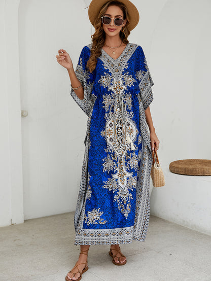 Robe maxi kaftan imprimée bohème pour femmes Chic und Stil