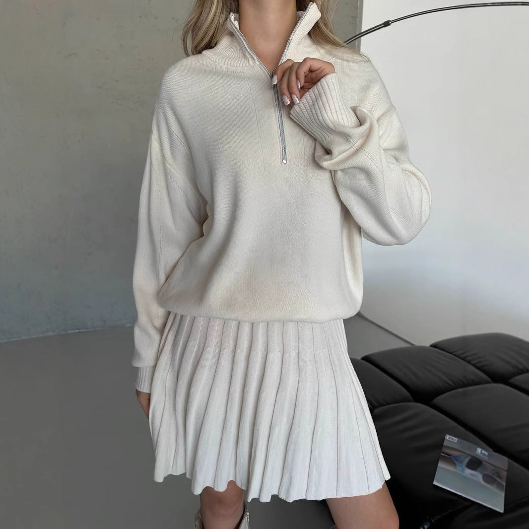 Pull court en maille à fermeture éclair pour femmes Chic und Stil