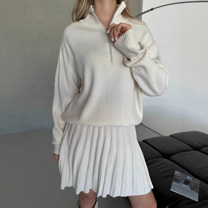 Pull court en maille à fermeture éclair pour femmes Chic und Stil