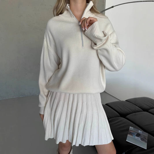 Pull court en maille à fermeture éclair pour femmes Chic und Stil