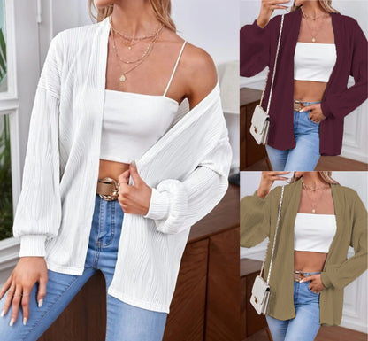 Dames Cardigan décontracté en matériau texturé avec des manches amples Chic und Stil