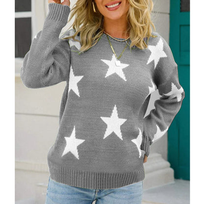 Dames Pull tendance avec motif d'étoiles et coupe décontractée Chic und Stil