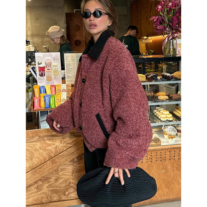 Ladies oversized cardigan with high collar and button details Chic und Stil