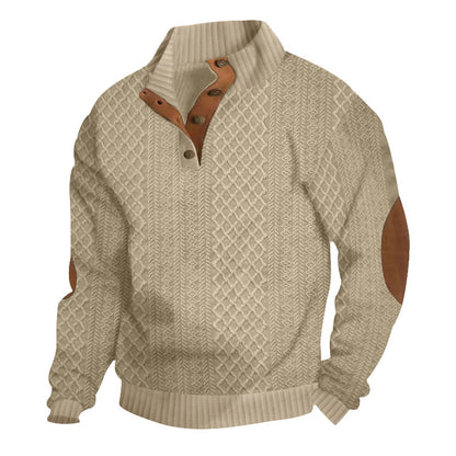 Pull-over décontracté en tricot pour femmes avec col structuré et applications en cuir Chic und Stil