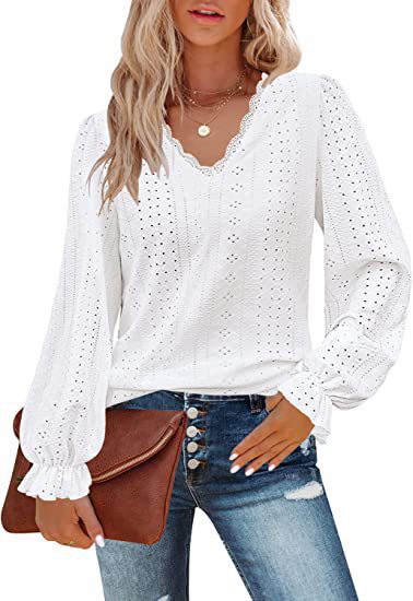 Chemisier femme avec coupe romantique et broderie détaillée Chic und Stil
