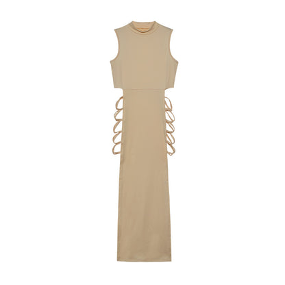 Robe maxi sans manches à découpes pour femmes avec lacets sur le côté Chic und Stil