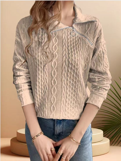 Pull en tricot pour femmes avec demi-zip et design texturé Chic und Stil