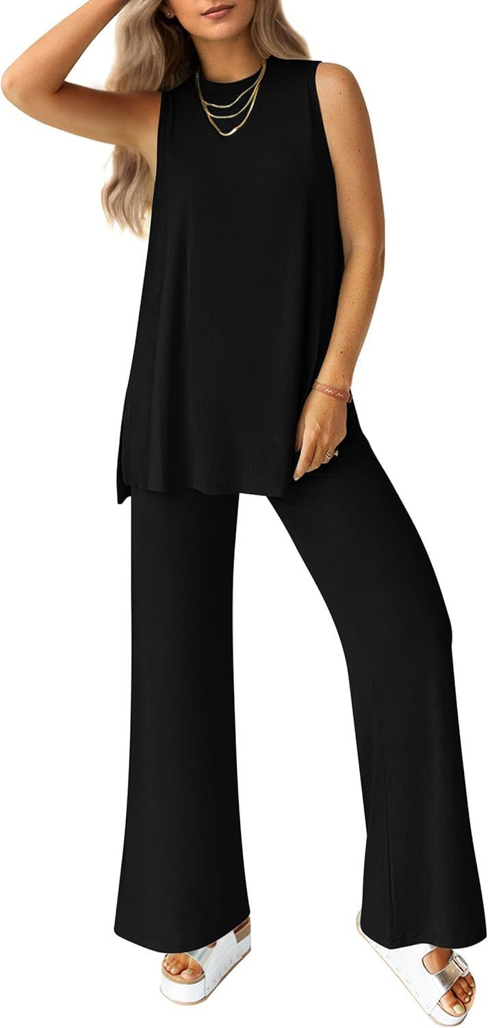 Dames Haut décontracté et ensemble de pantalon large Chic und Stil