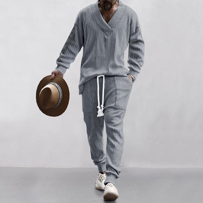 Costume en tricot décontracté pour hommes avec des structures en rib modernes Chic und Stil