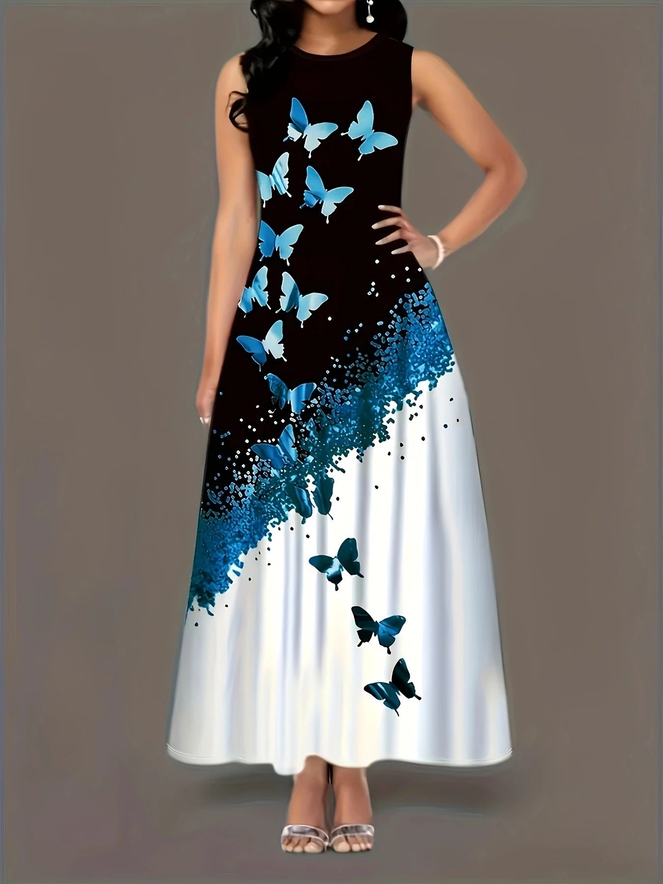Robe maxi femme avec motif floral et poches pratiques Chic und Stil