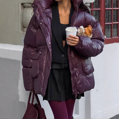 Dames Doudoune d'hiver avec cordon de taille ajustable et capuche Chic und Stil