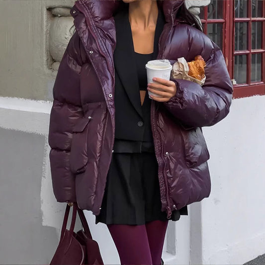 Dames Doudoune d'hiver avec cordon de taille ajustable et capuche Chic und Stil