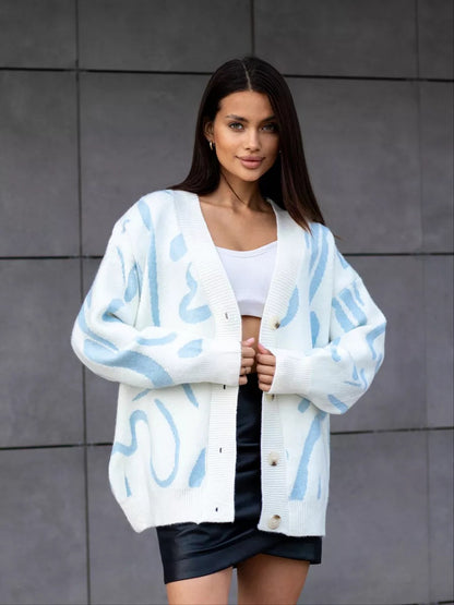 Dames cardigan en tricot doux avec motif graphique moderne Chic und Stil