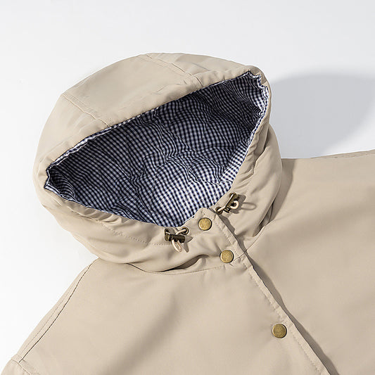 Ladies cropped transitional jacket with hood and practical pockets Chic and Style