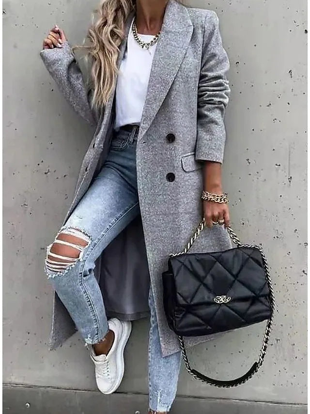 Robe maxi à fleurs pour femmes avec un élégant col à revers et un ourlet évasé Chic und Stil