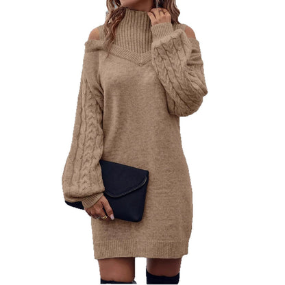 Robe tricot femme avec design off-shoulder et structure complexe de motif en torsades Chic und Still