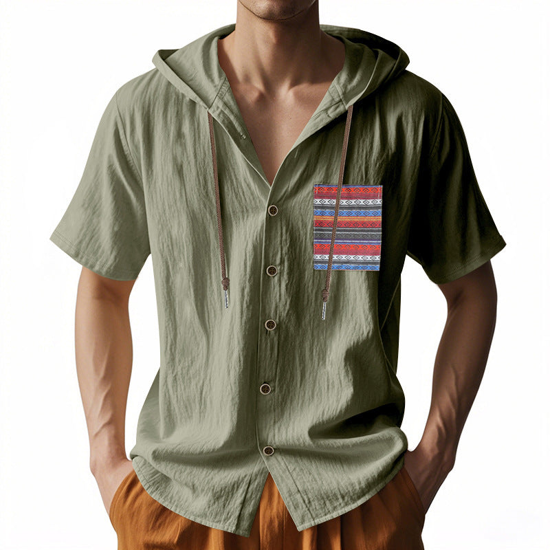 Chemise décontractée à manches courtes pour hommes avec capuche et motif coloré Chic und Stil