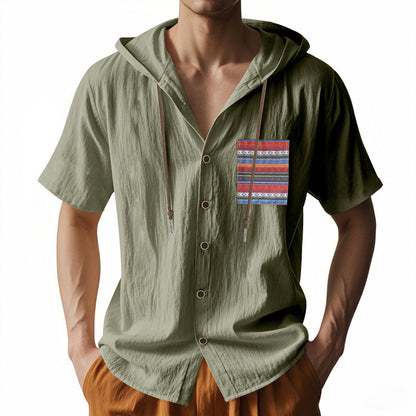 Chemise décontractée à manches courtes pour hommes avec capuche et motif coloré Chic und Stil