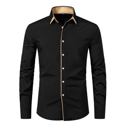 Chemise à manches longues pour hommes avec col contrasté moderne et coupe confortable Chic und Stil
