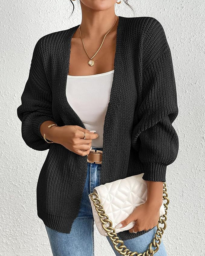 Dames cardigan décontracté avec des manches oversize et un décolleté en V Chic und Stil