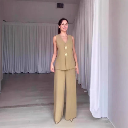 Dames ensemble élégant composé d'un haut sans manches et de pantalons palazzo Chic und Stil
