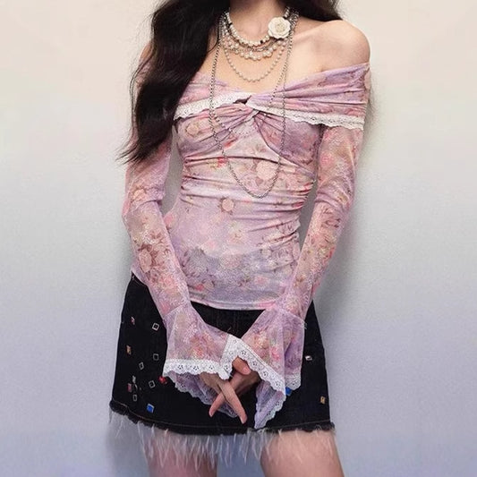 Chemisier femme avec design off-shoulder et motifs floraux Chic und Stil