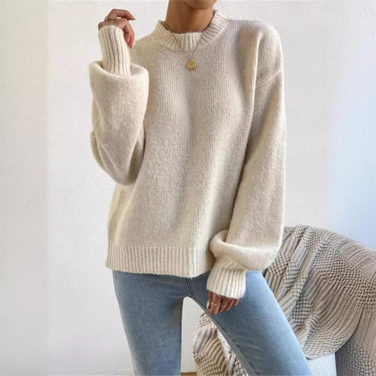 Pull en tricot ample pour femmes avec col montant et design texturé Chic und Stil