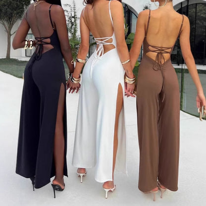 Dames Robe Maxi Élégante avec Fente Profonde et Dos Ajusté Chic und Stil