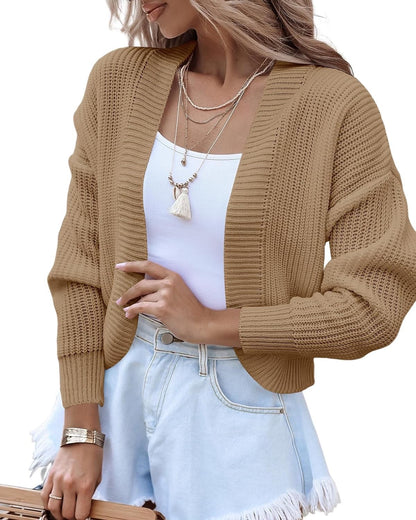 Cardigan en tricot décontracté pour femmes avec des manches volumineuses et une surface texturée Chic und Stil