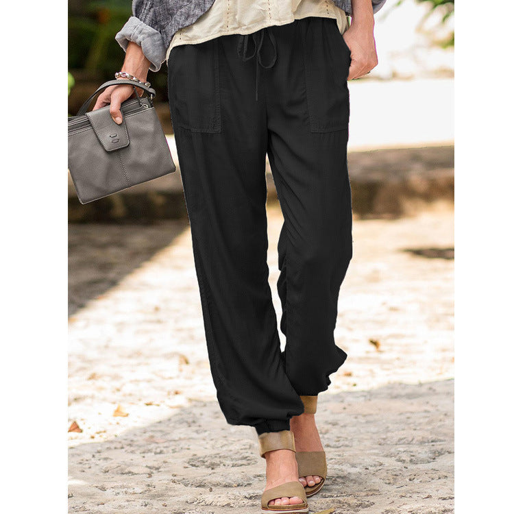 Ladies Comfortable Summer Pants with Elastic Waist and Practical Pockets Chic and Style
