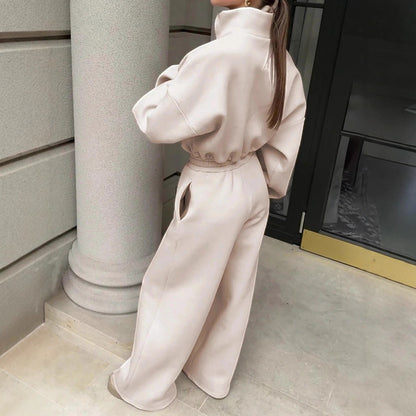 Dame hoodie en polaire avec demi-zip Chic und Stil