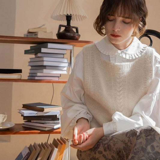 Dames Gros Tricot Gilet avec Motif de Tresses Chic und Stil