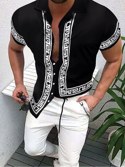 Chemise à manches courtes géométrique à boutons Chic und Stil