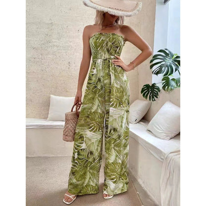 Dame Sans Bretelles Floral Pantalon Large Combinaison Chic und Stil