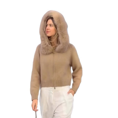 Dames Pull-over en maille avec col en fourrure Chic und Stil