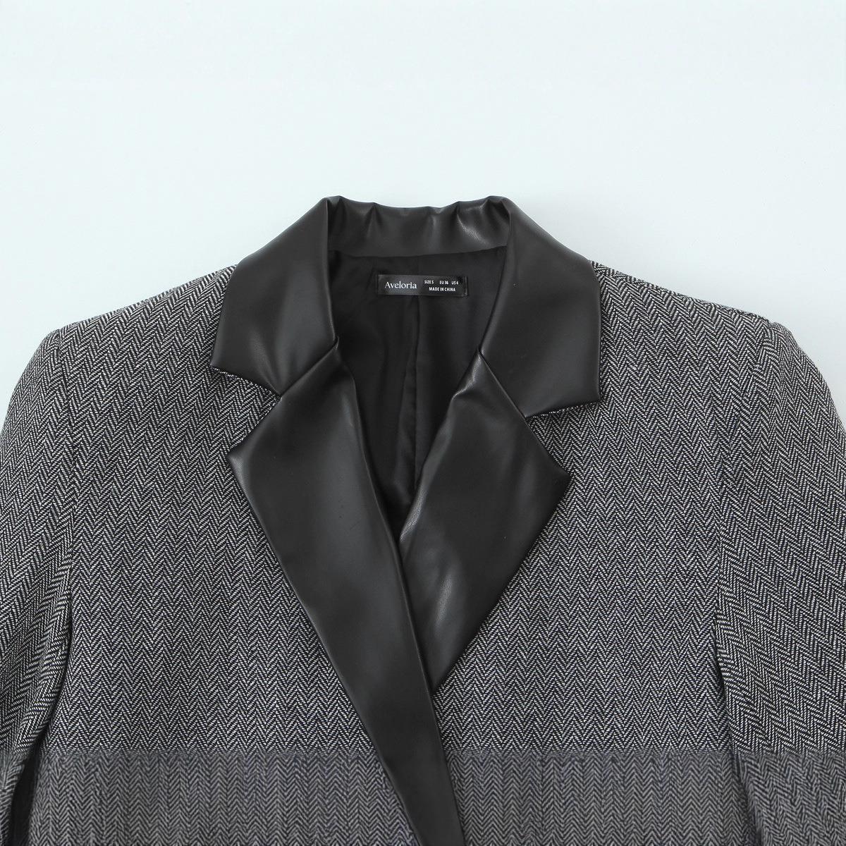 Blazer féminin tendance avec motif pied-de-poule élégant et col doux Chic und Stil