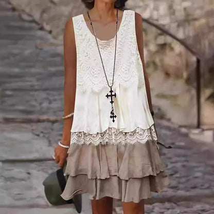 Robe en chiffon fluide pour femmes avec accents en dentelle et coupe décontractée Chic und Stil