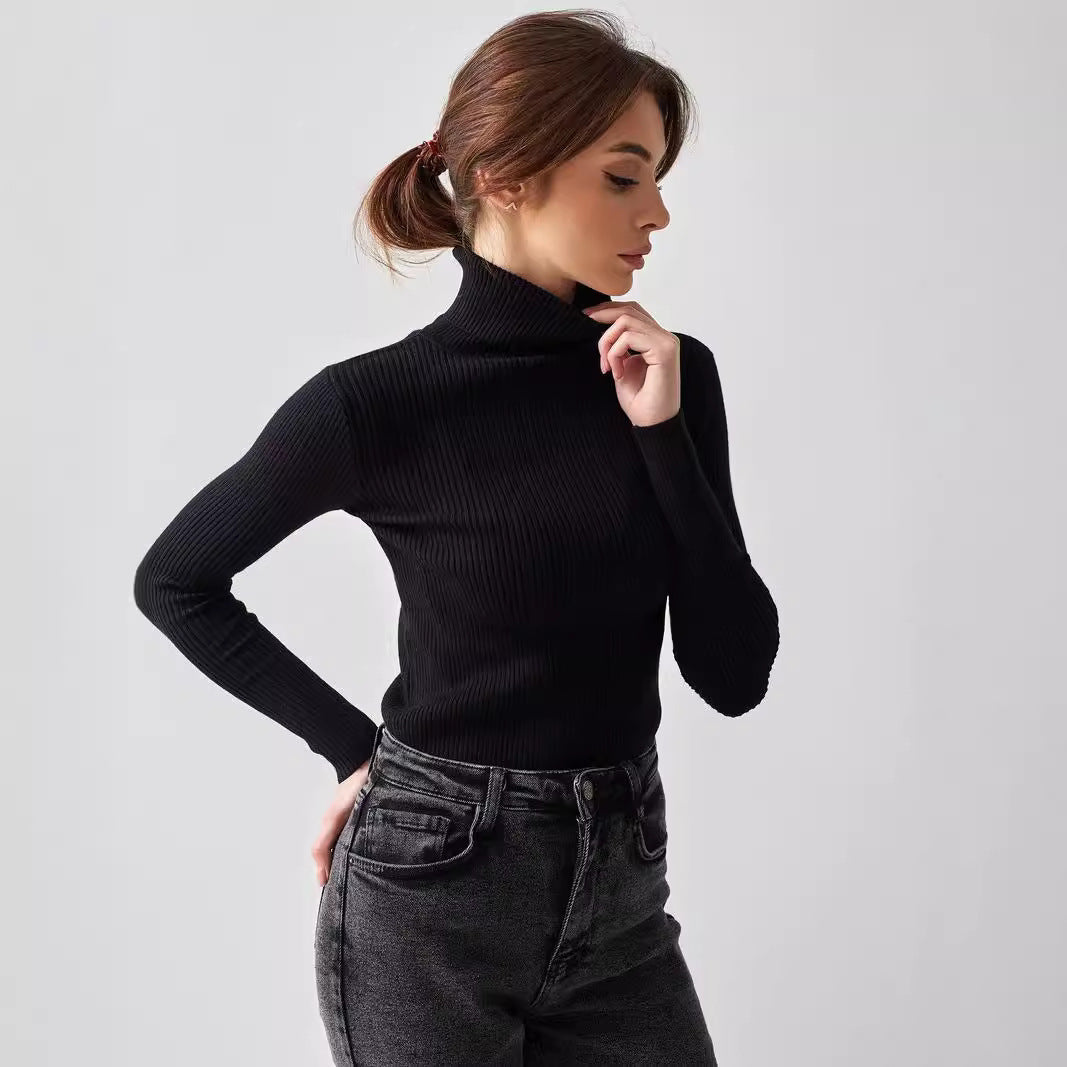 Pull-over à col roulé pour dames avec un design côtelé et une coupe décontractée Chic und Stil